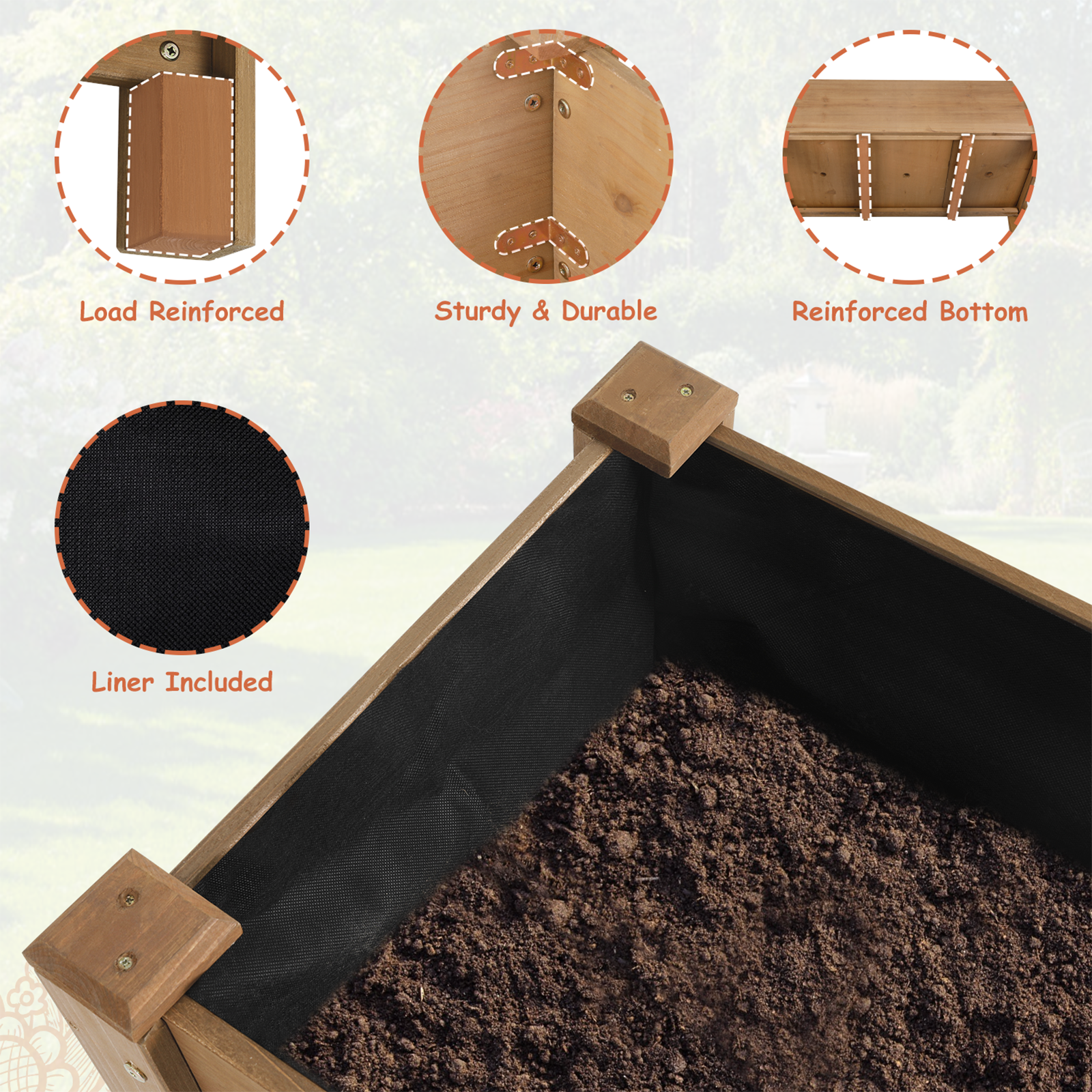 Elevated Wooden Planter Box with Lower Shelf – 46.65 in - Image 5